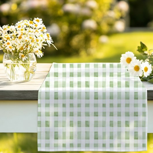 Waterverf Pastel Green Plaid Korte Tafelloper