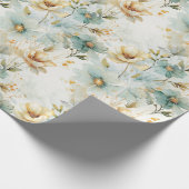 Waterverf pastel groen wit goud wilde bloemen cadeaupapier (Hoek)