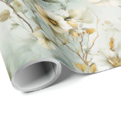 Waterverf pastel groene en witte wilde bloemen cadeaupapier (Rol Hoek)