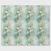 Waterverf pastel groene en witte wilde bloemen cadeaupapier (Vlak)