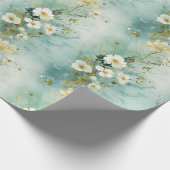 Waterverf pastel groene en witte wilde bloemen cadeaupapier (Hoek)