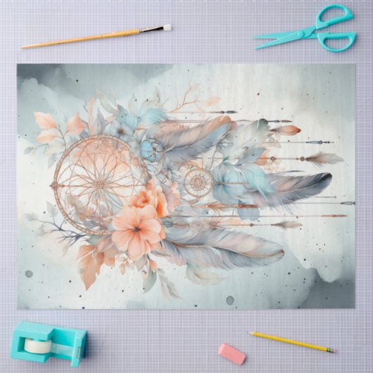 Waterverf pastel groene perzik blush dreamcatcher tissuepapier (Craft)