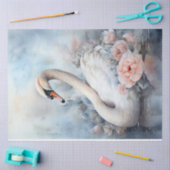 Waterverf pastel groene perzik blush witte zwaan tissuepapier (Craft)