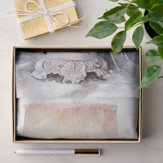 Waterverf pastel groene perzik retro lantaarn tissuepapier (Geschenk)