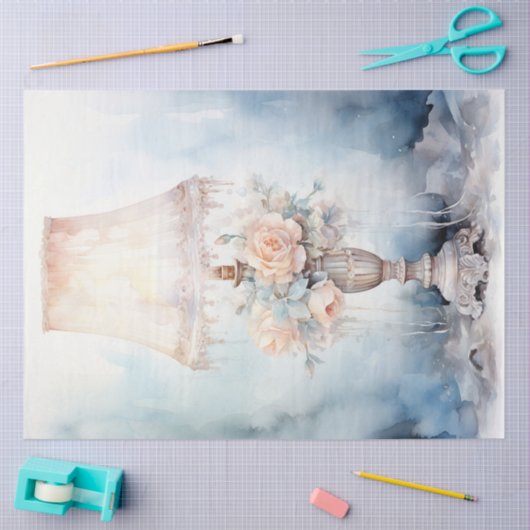 Waterverf pastel groene perzik retro lantaarn tissuepapier (Craft)