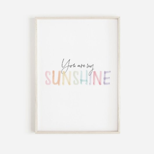 Waterverf pastel Je bent mijn Sunshine Art print