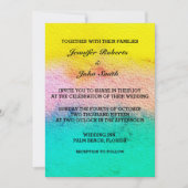 Waterverf Pastel Kleur Blauwgroen Geel Modern Huwe Kaart (Voorkant)