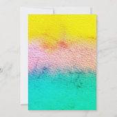 Waterverf Pastel Kleur Blauwgroen Geel Modern Huwe Kaart (Achterkant)