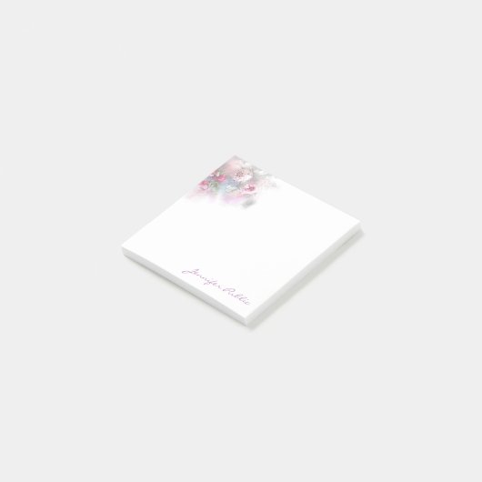 Waterverf Pastel Kleur Rozen Hand Script Sjabloon Post-it® Notes (Schuin)