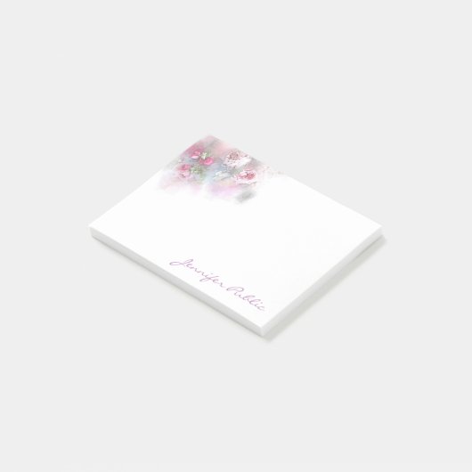 Waterverf Pastel Kleur Rozen Handgeschreven Sjablo Post-it® Notes (Schuin)