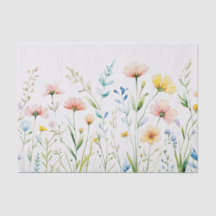 Waterverf Pastel Kleur Wilde Bloemen Natuur Tissuepapier