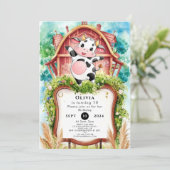 Waterverf Pastel Koe Verjaardag Kaart (Staand voorkant)