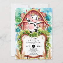 Waterverf Pastel Koe Verjaardag