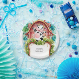 Waterverf Pastel Koe Verjaardag Papieren Bordje