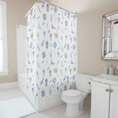 Waterverf Pastel Lavendel Flowers Douchegordijn (In situ)