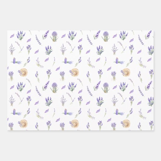 Waterverf Pastel Lavendel Flowers Inpakpapier Vel (Voorkant 3)