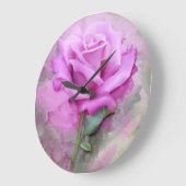 Waterverf Pastel Lila Roos Grote Klok (Hoek)
