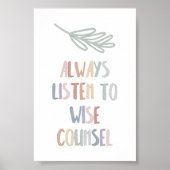Waterverf pastel luister altijd naar verstandig po poster (Voorkant)