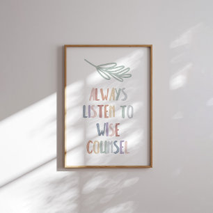 Waterverf pastel luister altijd naar verstandig po poster