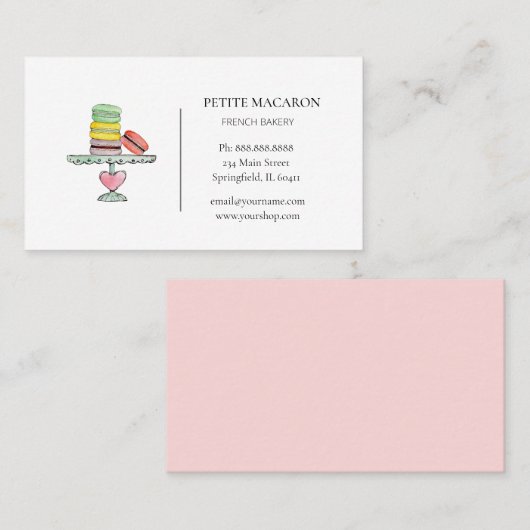 Waterverf pastel macarons bakkerij visitekaartje (Voorkant / Achterkant)