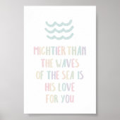 Waterverf pastel Machtiger dan golven poster (Voorkant)