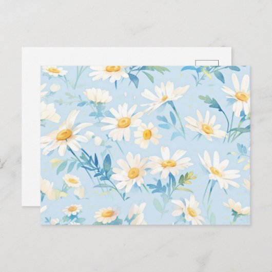 Waterverf pastel madeliefjes briefkaart (Voorkant / Achterkant)