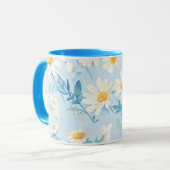 Waterverf pastel madeliefjes mok (Voorkant links)