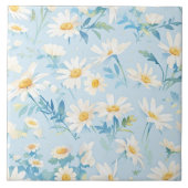 Waterverf pastel madeliefjes tegeltje (Voorkant)