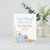 Waterverf pastel mama's, pompoenen herfst verplaat aankondigingskaart (Staand voorkant)