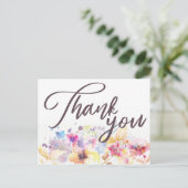 Waterverf Pastel Mooie Bloemen | Dank u Briefkaart (Staand voorkant)