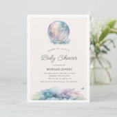 Waterverf Pastel Moon Baby shower Uitnodiging (Staand voorkant)