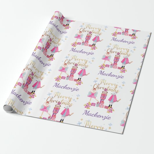 Waterverf Pastel Nutkraker Kerstmis Cadeaupapier (Uitgerold)