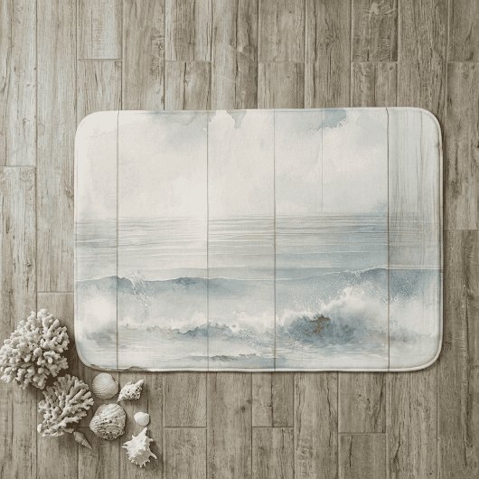Waterverf Pastel Oceaan Rustieke Hout Textuur Badmat
