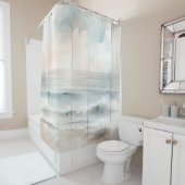 Waterverf pastel oceaan rustieke houten textuur douchegordijn (In situ)