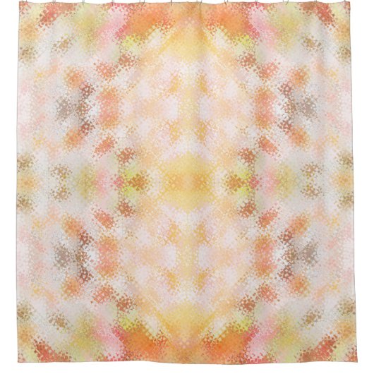 Waterverf pastel oranje en witte mozaïektapijten douchegordijn (Voorkant)