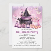 Waterverf Pastel Paars en Roze Halloween Feest Kaart (Voorkant)