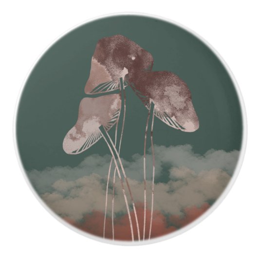 Waterverf Pastel-paddenstoel Keramische Knop (Voorkant)