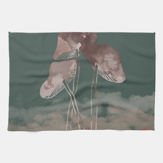 Waterverf Pastel-paddenstoel Theedoek (Horizontaal)