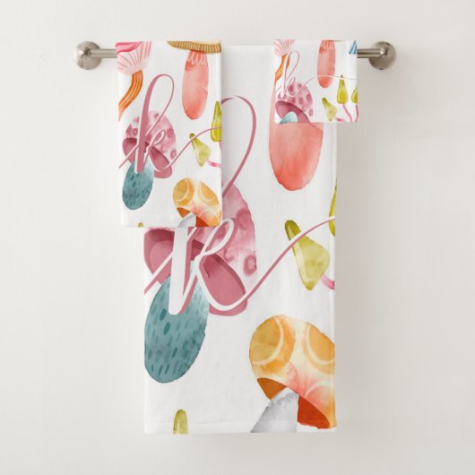 Waterverf Pastel Paddenstoelen Bad Handdoek (Insitu)