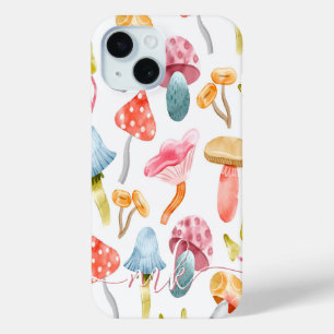 Waterverf Pastel Paddenstoelen iPhone 15 Case