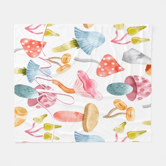 Waterverf Pastel Paddenstoelen Fleece Deken (Voorkant (Horizontaal))