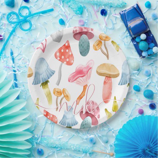 Waterverf Pastel Paddenstoelen Papieren Bordje (Feest)