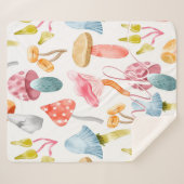 Waterverf Pastel Paddenstoelen Sherpa Deken (Voorkant (horizontaal))