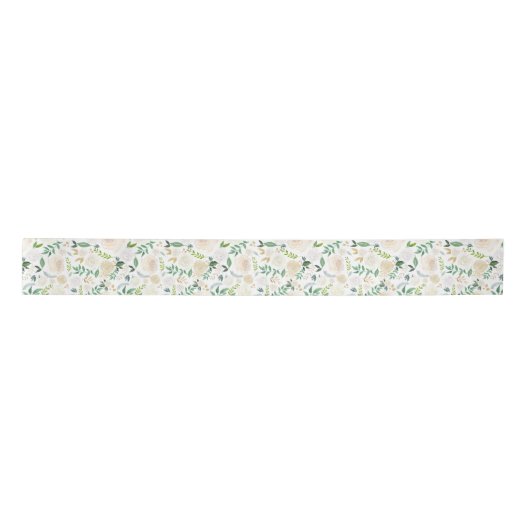 Waterverf Pastel Peonies Gold Glitter Pattern Satijnen Lint (Voorkant)