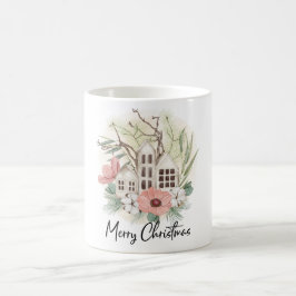 Waterverf Pastel Pink Brown Green kerst Koffiemok