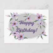Waterverf Pastel Pink Flowers Happy Birthday Briefkaart (Voorkant)
