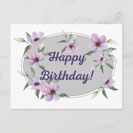 Waterverf Pastel Pink Flowers Happy Birthday Briefkaart (Voorkant)