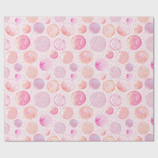 Waterverf Pastel Pink Peach Bubble Glitter Stippen Cadeaupapier (Vlak)