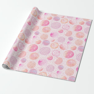 Waterverf Pastel Pink Peach Bubble Glitter Stippen Cadeaupapier