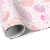 Waterverf Pastel Pink Peach Bubble Glitter Stippen Cadeaupapier (Rol Hoek)